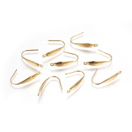 304 Stainless Steel Earring Hooks, with Vertical Loop, Real 24K Gold Plated, 21x4.5mm, Hole: 1.2mm, 20 Gauge, Pin: 0.8mm(STAS-P227-36G)
