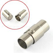 Smooth Surface 316 Surgical Stainless Steel Locking Tube Magnetic Clasps, Column, Stainless Steel Color, 18x8x8mm, Half Hole: 6mm(STAS-R074-35)