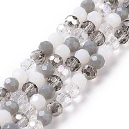 Glass Beads Strands, Faceted(32 Facets), Round, Gray, 5.5mm, Hole: 1mm, about 95pcs/strand, 20.47''(52cm)(GLAA-E036-09D)
