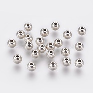 Tibetan Style Alloy Beads, Cadmium Free & Nickel Free & Lead Free, Round, Antique Silver, 5x4mm, Hole: 1mm(TIBEB-A123175-AS-FF)