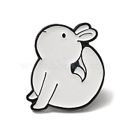 Dancing Theme Enamel Pin, Black Alloy Brooch for Backpack Clothes, Rabbit, 23.7x20.5x1.4mm(JEWB-K016-06F-EB)