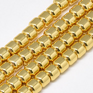 Electroplate Non-magnetic Synthetic Hematite Beads Strands, Column, Golden Plated, 6x5mm, Hole: 2.5mm, about 82pcs/strand, 15.7 inch(G-Q465-36G)