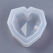 Silicone Molds, Resin Casting Molds, For UV Resin, Epoxy Resin Jewelry Making, Heart, Faceted, White, 73x73x20mm, Inner Size: 55x55mm(X-DIY-F023-20-B)