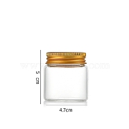 Column Glass Screw Top Bead Storage Tubes, Clear Glass Bottles with Aluminum Lips, Golden, 4.7x5cm, Capacity: 50ml(1.69fl. oz)(CON-WH0086-094A-02)