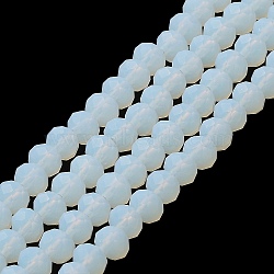 Imitation Jade Solid Color Glass Beads Strands, Faceted, Frosted, Rondelle, Light Cyan, 6x4.5mm, Hole: 1.4mm, about 86pcs/strand, 16.14 inch(41cm)(EGLA-A034-J6mm-MD06)