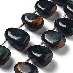 Natural 3-Color Tiger Eye Beads Strands, Dyed, Teardrop, Top Drilled, 22.5~26x14.5~19x12~14.5mm, Hole: 0.9mm, about 8~9pcs/strand, 7.48''~8.66''(19~22cm)(G-P528-E11-01)