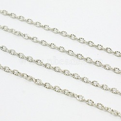 Iron Cable Chains, Textured, Unwelded, with Spool, Platinum Color, 3x2x0.5mm, about 32.8 Feet(10m)/roll(X-CH-0.5YHSZ-N)