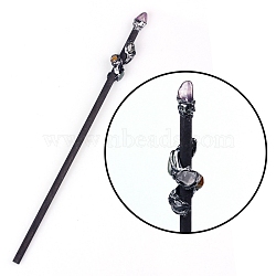 Natural Amethyst Magic Wand, Cosplay Magic Wand, with Wood Wand, for Witches and Wizards, 320mm(PW-WG33036-12)