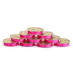 Flat Japanese Crystal Elastic Stretch Thread, for Bracelets Gemstone Jewelry Making Beading Craft, Hot Pink, 0.38mm, about 10.93 yards(10m)/roll(EW-Z001-C19)