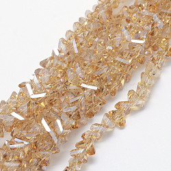Electroplate Glass Beads Strands, Pearl Luster Plated, Triangle, Faceted, BurlyWood, 3.5x4x3.5mm, Hole: 0.2mm, about 146pcs/strand, 15.3 inch(39cm)(EGLA-J143-A-PL03)
