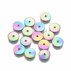 Ion Plating(IP) 304 Stainless Steel Spacer Beads, Flat Round, Rainbow Color, 8x0.8mm, Hole: 1.2mm(STAS-G200-02B-M)