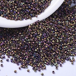 MIYUKI Delica Beads Small, Cylinder, Japanese Seed Beads, 15/0, (DBS1055) Matte Metallic Gray Dusk Gold Iris, 1.1x1.3mm, Hole: 0.7mm, about 3500pcs/10g(X-SEED-J020-DBS1055)