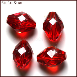 Imitation Austrian Crystal Beads, Grade AAA, Faceted, Bicone, Red, 6x9.5mm, Hole: 0.7~0.9mm(SWAR-F054-9x6mm-06)