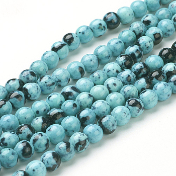 Synthetic Ocean White Jade Bead Strands, Dyed, Round, Sky Blue, 8mm, Hole: 1mm, about 48pcs/strand, 15.7 inch(400mm)