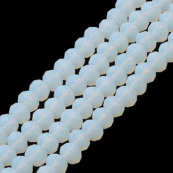 Imitation Jade Solid Color Glass Beads Strands, Faceted, Frosted, Rondelle, Light Cyan, 6x4.5mm, Hole: 1.4mm, about 86pcs/strand, 16.14 inch(41cm)