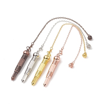 Brass Bullet Dowsing Pendulum Pendants, with Cable Chain & Lobster Claw Clasps, Mixed Color, 257mm, Hole: 2.3mm