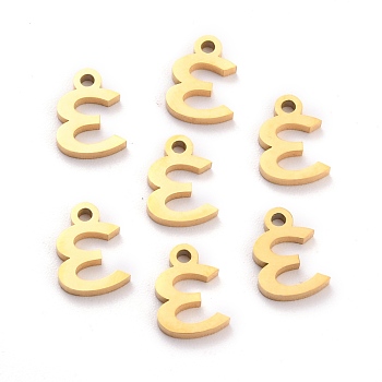 304 Stainless Steel Pendants, Matte Style, Greek Alphabet, Golden Color, Letter.E, Letter.E: 10.5x7x1.5mm, Hole: 1.5mm