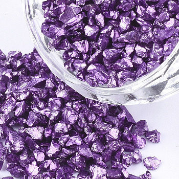 FGB Plated Glass Seed Beads, For Nail Art Decoration Accessories, No Hole/Undrilled, Chips, Dark Orchid, 2.0~5.0mm