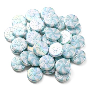 UV Plating Opaque Acrylic Beads, Lollipop, Light Sky Blue, 23x7mm, Hole: 2.5mm