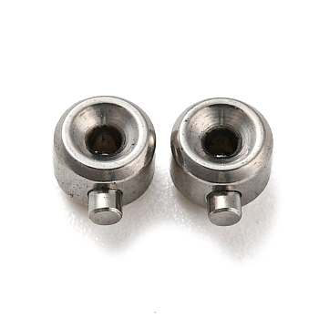 303 Stainless Steel Crimp Beads, Column, Stainless Steel Color, 4x3x2.4mm, Hole: 0.7mm