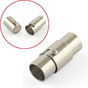 Smooth Surface 316 Surgical Stainless Steel Locking Tube Magnetic Clasps, Column, Stainless Steel Color, 18x8x8mm, Half Hole: 6mm