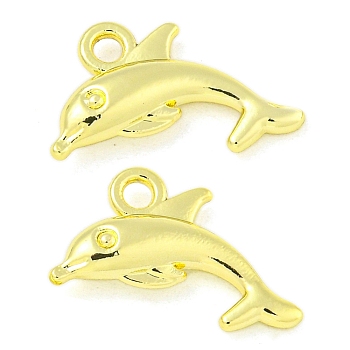 Rack Plating Alloy Pendants, Dolphin Charms, Golden, 9.5x17x3.5mm, Hole: 1.8mm