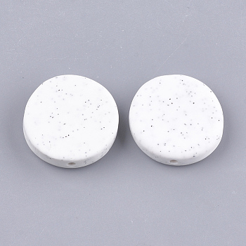 Handmade Polymer Clay Beads, Flat Round, Creamy White, 24~26x6~7mm, Hole: 1.5~3mm