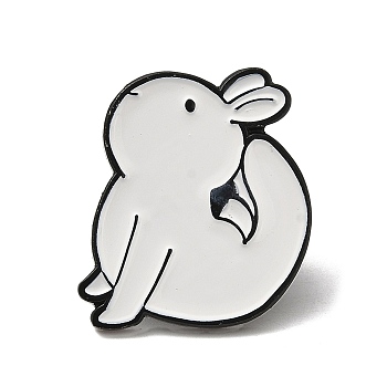 Dancing Theme Enamel Pin, Black Alloy Brooch for Backpack Clothes, Rabbit, 23.7x20.5x1.4mm
