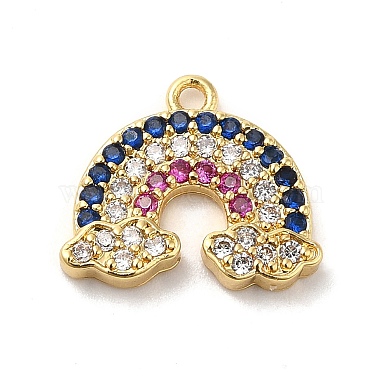 Real 18K Gold Plated Mixed Color Rainbow Brass+Cubic Zirconia Charms