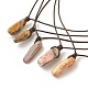 Natural Agate Nugget Pendant Necklace with Cowhide Leather Cord(NJEW-JN03882-04)-1