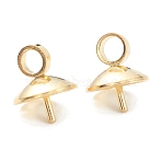 304 Stainless Steel Cup Pear Peg Bails Pin Pendants, For Half Drilled Beads, Real 18k Gold Plated, 7x6mm, Hole: 1.8mm, Pin: 0.8mm(X-STAS-G248-03)