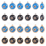 24Pcs 4 Colors Zinc Alloy Enamel Pendants, Flat Round & Moon & Sun, Mixed Color, 21x17mm, 6pcs/color(ENAM-AR0001-95)