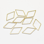 Long-Lasting Plated Brass Linking Rings, Real 18K Gold Plated, Nickel Free, Rhombus, 23x13.5x1mm, Inner Diameter: 12x20mm(KK-K193-128G-NF)