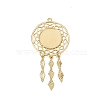 Hollow Alloy Pendants Cabochons Settings, Woven Net/Web with Feather, Golden, Tray: 18mm, 65x32x12x2.5mm, Hole: 1.8mm(PALLOY-TAC0127-01G)