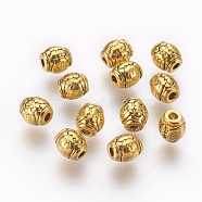 Tibetan Style Alloy Beads, Antique Golden Color, Lead Free & Nickel Free & Cadmium Free, Drum, Size: about 6mm in diameter, 6mm thick, hole: 2mm(X-GLF0604Y-NF)