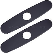 304 Stainless Steel Sink Hole Covers, Deck Plate for Bathroom Vanity Sink, 3-to-1 Kitchen Faucet Escutcheon Plate, Oval, Electrophoresis Black, 58.5x244x8mm, Hole: 35mm(AJEW-WH0043-54EB)