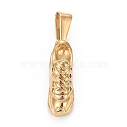 304 Stainless Steel Pendants, Football Boots, Golden, 22x7x7mm, Hole: 7.5x3.5mm.(STAS-H110-04G)