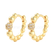 Rack Plating Round Brass Hoop Earrings, with Clear Cubic Zirconia, Cadmium Free & Lead Free, Long-Lasting Plated, Real 18K Gold Plated, 13.5x15x3.5mm(EJEW-N055-47G-RS)