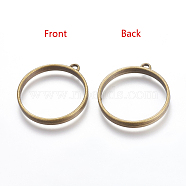 Tibetan Style Alloy Ring Frame Pendants for DIY Resin Pendants, Vintage Findings, Cadmium Free & Nickel Free & Lead Free, Antique Bronze, Flat Round: 30mm, 37x33x4mm, Hole: 3mm, about 250pcs/kg(TIBEP-M019-01AB-NF)