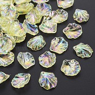 Transparent Acrylic Pendants, AB Color Plated, Leaf, Champagne Yellow, 19.5x17x4.5mm, Hole: 1.4mm, about 1720pcs/500g(MACR-S373-73-C03)