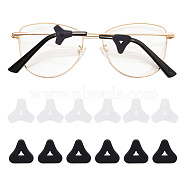 12 Pairs 6 Styles Silicone Eyeglasses Ear Grip, Anti Slip Holder, Triangle, Black and White, 12x13x4mm, Hole: 1~1.4x3mm, 2 Pairs/style(FIND-DR0001-02)