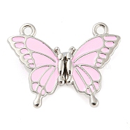 Alloy Magnetic Pendants, with Enamel, Butterfly, Pearl Pink, 22.5x30x7mm, Hole: 1.8mm(PALLOY-Z020-04B-P)