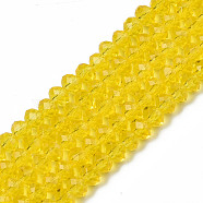 Glass Beads Strands, Faceted, Rondelle, Yellow, 3.5x3mm, Hole: 0.4mm, about 113~115pcs/strand, 32~33cm(EGLA-A034-T3mm-D29)