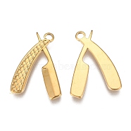 304 Stainless Steel Pendants, Laser Cut, Comb, Golden, 25x19x1.8mm, Hole: 2mm(STAS-F249-20G)