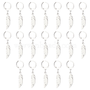 Unicraftale 20 Pairs Feather Dangle Leverback Earrings, Drop Earrings for Women, Stainless Steel Color, 40mm, Pin: 0.6x0.8mm(EJEW-UN0001-86)