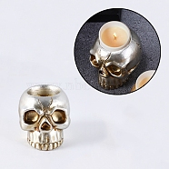 Halloween Skull Resin Candle Holders, Tealight Candlesticks, Home Tabletop Centerpiece Decoration, Silver, 80.5x67x63mm, Inner Diameter: 40x15.5mm(DJEW-R009-01)