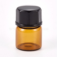 Empty Glass Bottles, wirh Plastic Stopper and Caps, Saddle Brown, 2.55cm, Bottle: 2.2x1.55cm, Capacity: 1ml(MRMJ-WH0056-79)