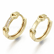 Brass Micro Pave Clear Cubic Zirconia Huggie Hoop Earrings, Nickel Free, Ring, Real 18K Gold Plated, 18x4mm, Pin: 1x1.5mm(EJEW-S201-208G-NF)
