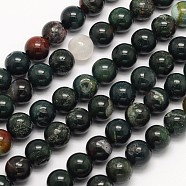 Natural Bloodstone Beads Strands, Heliotrope Stone Beads, Round, 12mm, Hole: 1mm, about 32pcs/strand, 15.5 inch(G-N0166-04-12mm)