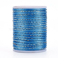 Polyester Cord, with Gold Metallic Cord, Chinese Knotting Cord, Sky Blue, 1.5mm, about 4.37 yards(4m)/roll(OCOR-G006-01-1.5mm-17)